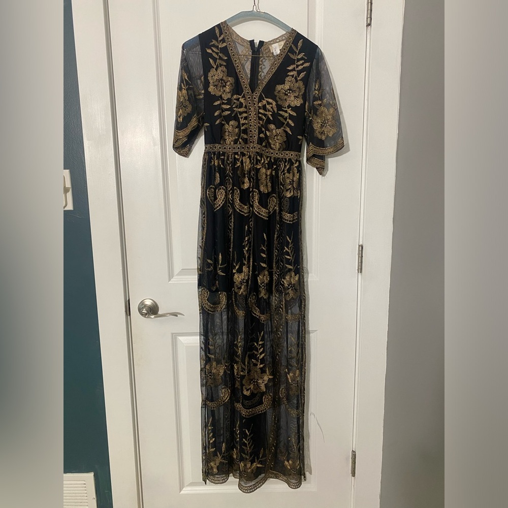 Black and gold Altar’d State dress